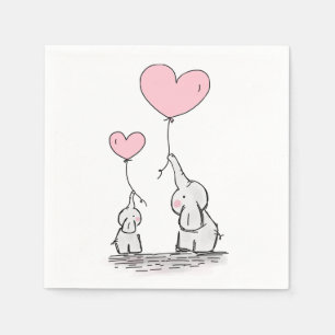 Servilleta De Papel Chica de globos de corazón rosado para elefante l