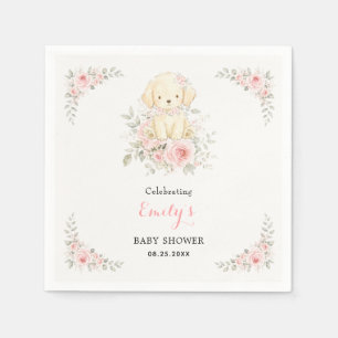 Servilleta De Papel Chica de Golden Retriever Cumpleaños Floral Cachor