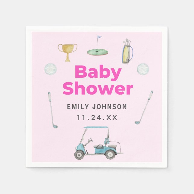 Servilleta De Papel Chica de golf Baby Shower (Anverso)