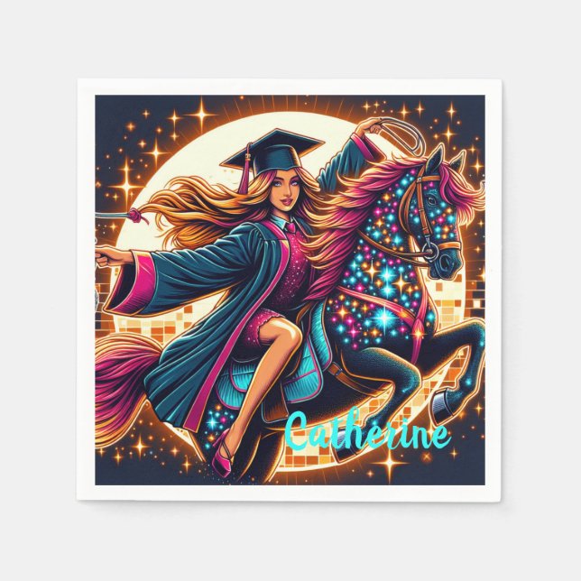 Servilleta De Papel Chica De Graduación En Personalizado De Caballos A (Anverso)