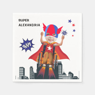 Servilleta De Papel Chica de Héroe Volante Superhéroe de silla de ru