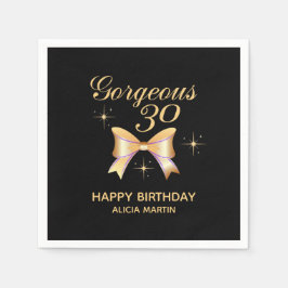 Servilleta De Papel Chica de la cinta de oro Gorgeous 30 Black Happy B