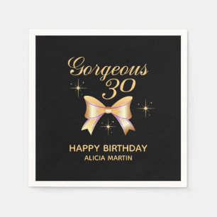 Servilleta De Papel Chica de la cinta de oro Gorgeous 30 Black Happy B
