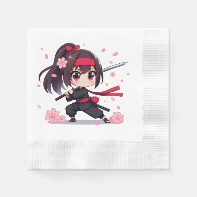 Servilleta De Papel Chica de la floración guerrera de ninja (Anverso)