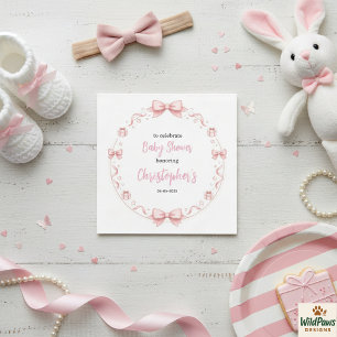 Servilleta De Papel Chica de lazo rosa Baby Shower – Fiesta divertida
