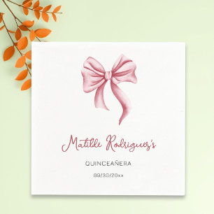 Servilleta De Papel Chica de lazo rosa cumpleaños Quinceañera