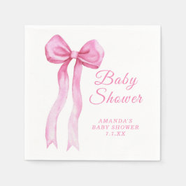 Servilleta De Papel Chica de lazo rosa es ducha de bebé