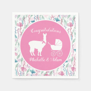 Servilleta De Papel Chica de Llama Rosa Cute Baby Shower