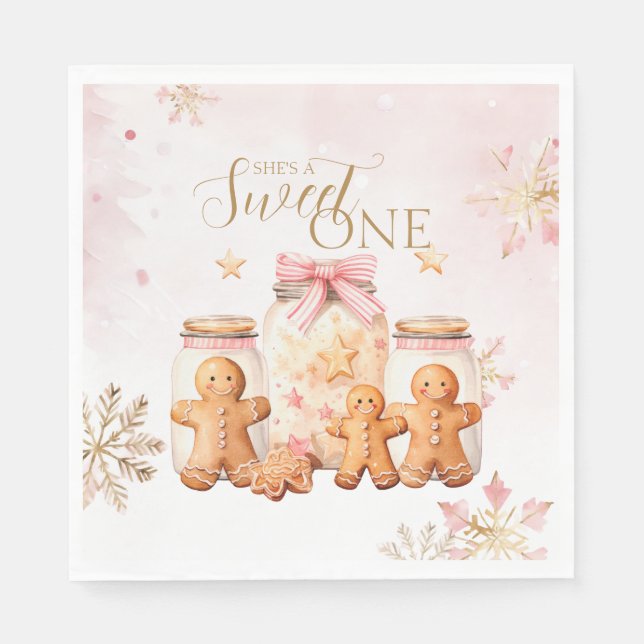 Servilleta De Papel Chica de los Navidades de Gingerbread Sweet Pink (Anverso)