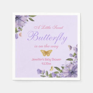 Servilleta De Papel Chica de Mariposa Floral Púrpura Baby Shower