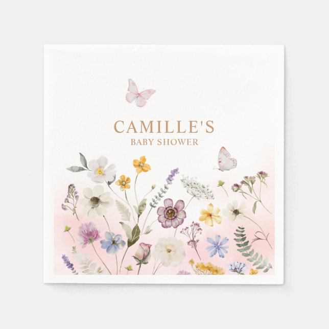 Servilleta De Papel Chica de mariposa Jardín Baby Shower (Anverso)