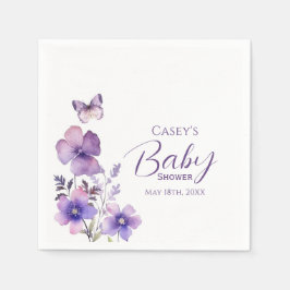 Servilleta De Papel Chica de mariposa morada floral Baby Shower