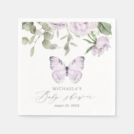 Servilleta De Papel Chica de mariposa morada floral Baby Shower