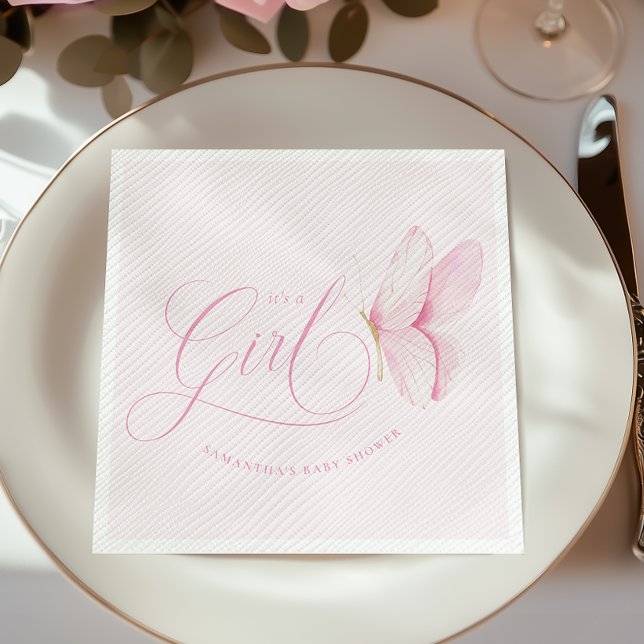 Servilleta De Papel Chica de mariposas rosadas Nápoles de papel Baby S (Subido por el creador)