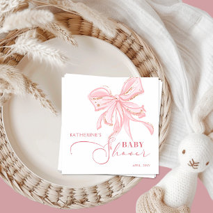 Servilleta De Papel Chica de Moda rosada y de Oro Bow Baby Shower