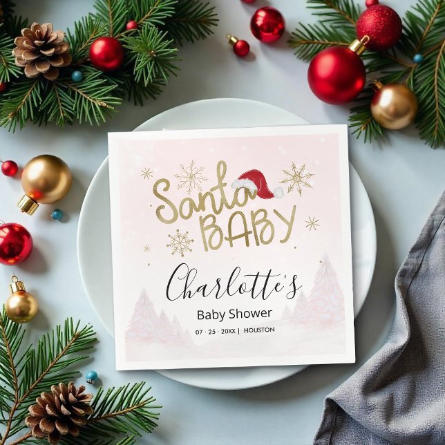 Servilleta De Papel Chica de Navidades de Santa Bebé Baby Shower (Subido por el creador)