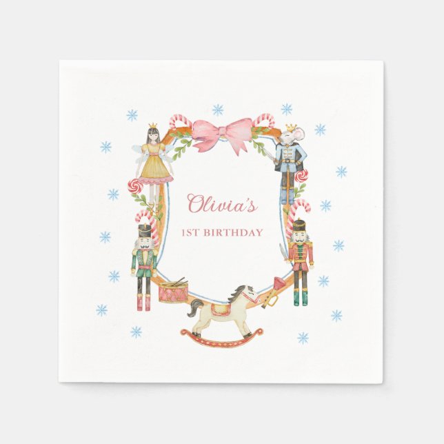Servilleta De Papel Chica de Navidades Rosados Nutcracker primer cumpl (Anverso)