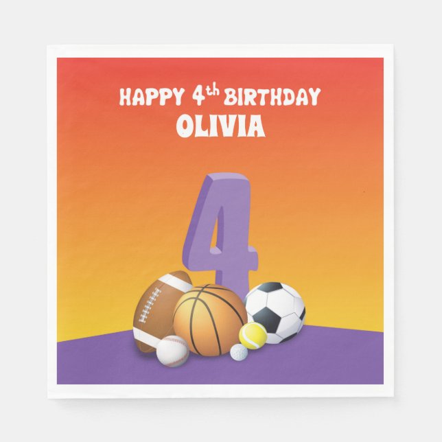 Servilleta De Papel Chica de nombre personalizado 4º Balls deportivas  (Anverso)