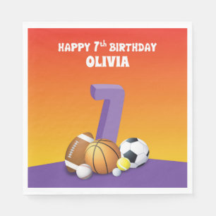 Servilleta De Papel Chica de nombre personalizado 7º Bolas Deportivas 