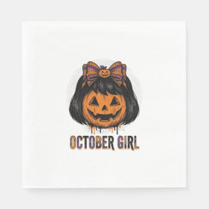 Servilleta De Papel Chica de Octubre Diseño de Vector de Calabaza de H