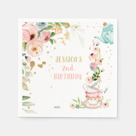 Servilleta De Papel Chica de oro rosado de la fiesta de cumpleaños del