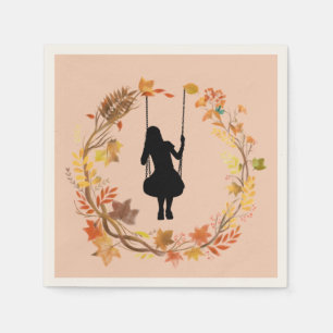 Servilleta De Papel Chica de otoño en gráfico de columpio _Hoja de oto