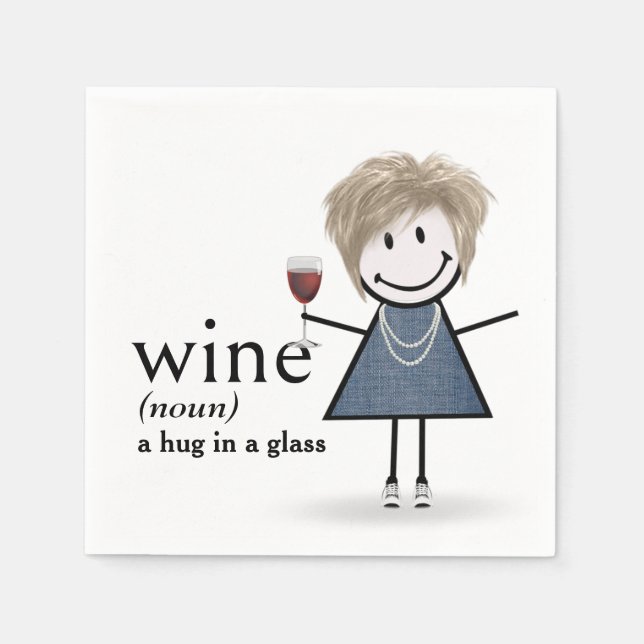 Servilleta De Papel Chica de Palitos con Copa de Vino Tinto (Anverso)