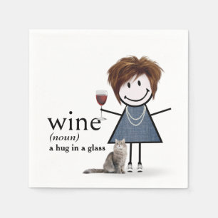 Servilleta De Papel Chica de palitos con vino y gato