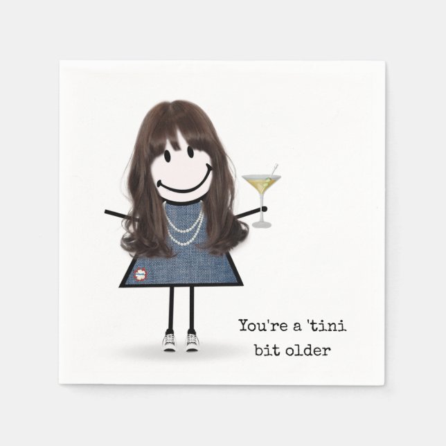 Servilleta De Papel Chica de palitos de cumpleaños con Martini (Anverso)