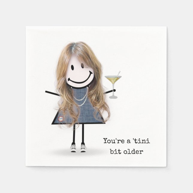 Servilleta De Papel Chica de palitos de cumpleaños con Martini (Anverso)