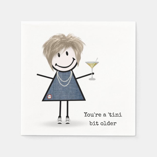 Servilleta De Papel Chica de palitos de cumpleaños con Martini (Anverso)