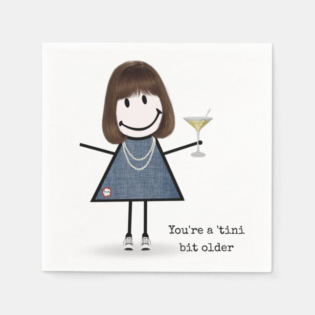 Servilleta De Papel Chica de palitos de cumpleaños con Martini (Anverso)
