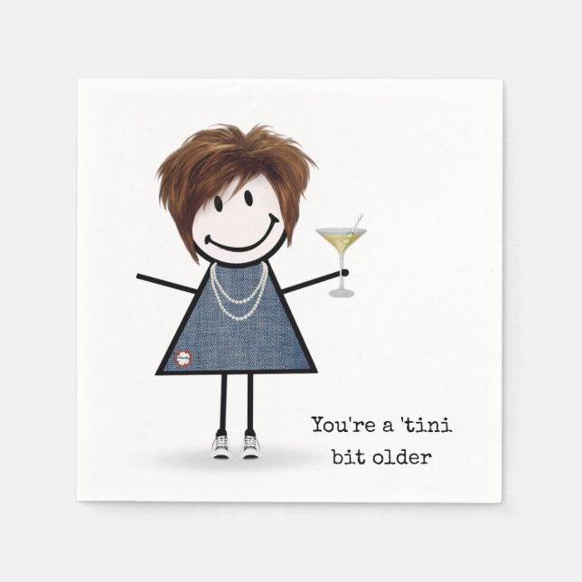 Servilleta De Papel Chica de palitos de cumpleaños con Martini (Anverso)