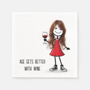 Servilleta De Papel Chica de palitos de fiesta con copa de vino