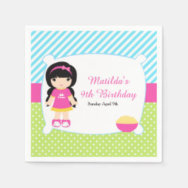 Servilleta De Papel Chica de pelo negro Sleepover Fiesta de sueño