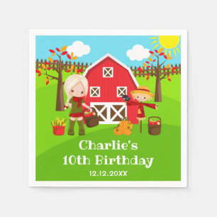 Servilleta De Papel Chica de pelo rubio de cumpleaños de otoño en el c