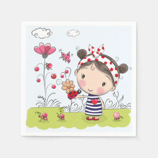 Servilleta De Papel Chica de Personalizado con Ladybug en la escena de