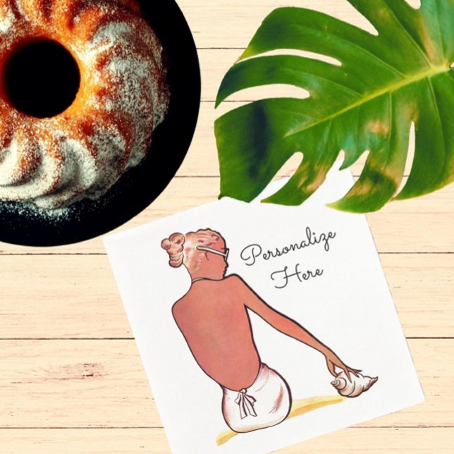 Servilleta De Papel Chica de playa de época con elegante verano de con (Subido por el creador)