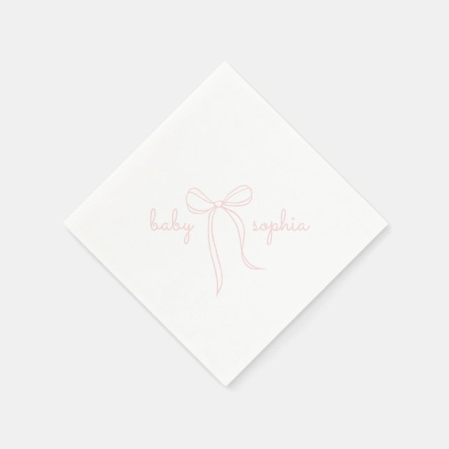 Servilleta De Papel chica de plegado de mano rosa Baby Shower (Borde)