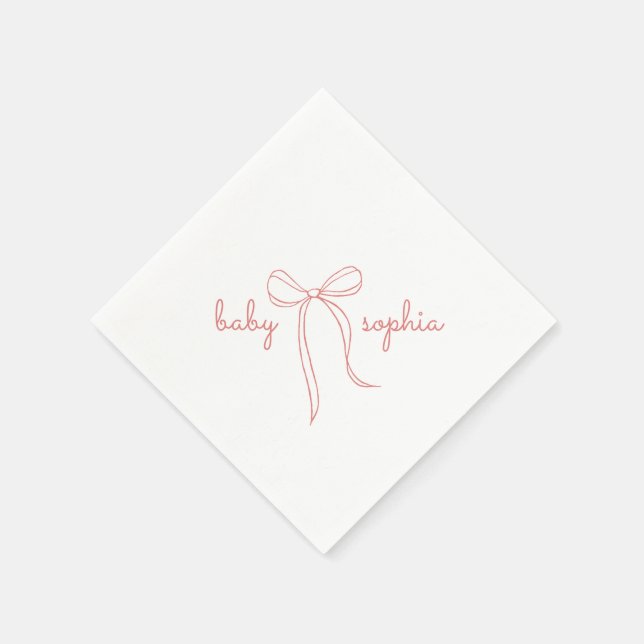 Servilleta De Papel chica de plegado de mano rosa Baby Shower (Borde)