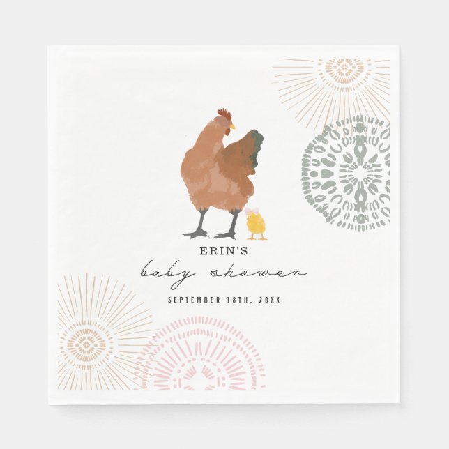 Servilleta De Papel Chica de pollo Baby Shower Chick (Anverso)