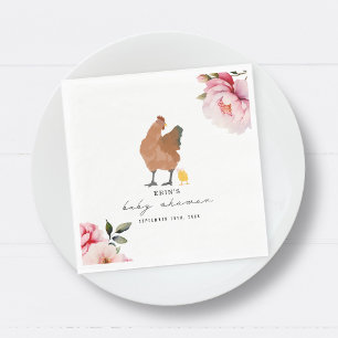 Servilleta De Papel Chica de pollo Chick Baby Shower Floral rosa