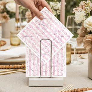 Servilleta De Papel Chica de Rayas Rosadas Costeras Fiesta de Baby Sho