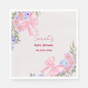 Servilleta De Papel Chica de shower de bebé con lazo rosa floral