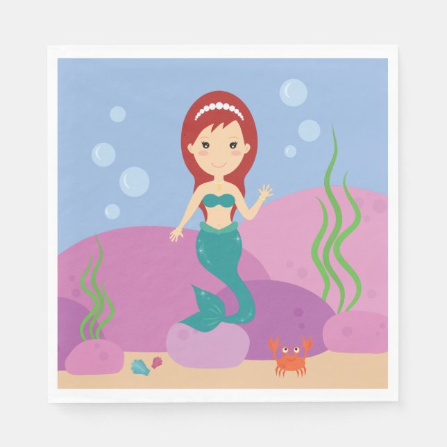Servilleta De Papel Chica de sirenas subacuáticas (Anverso)