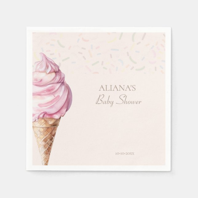 Servilleta De Papel Chica de temas de Ice Cream Cute Baby Shower (Anverso)