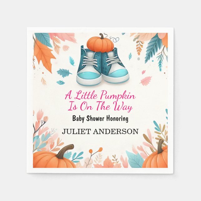 Servilleta De Papel Chica del Boho azul rosado de la nueva granja cae  (Anverso)