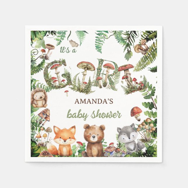 Servilleta De Papel Chica del bosque Baby Shower (Anverso)
