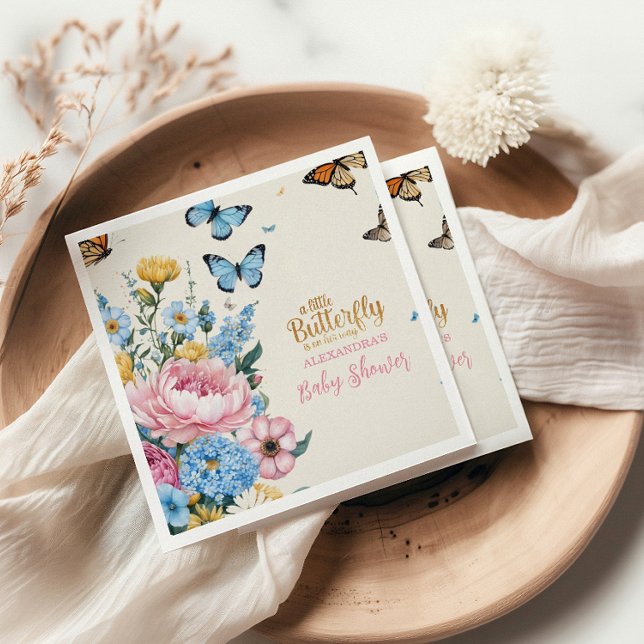 Servilleta De Papel Chica del Jardín Rosa de Mariposa Baby Shower (Subido por el creador)