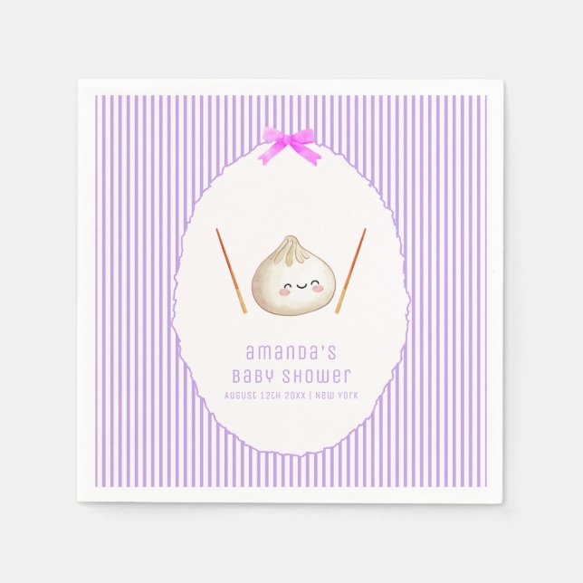 Servilleta De Papel Chica Ducha Asiática de Dumpling Moderno Morado Ba (Anverso)